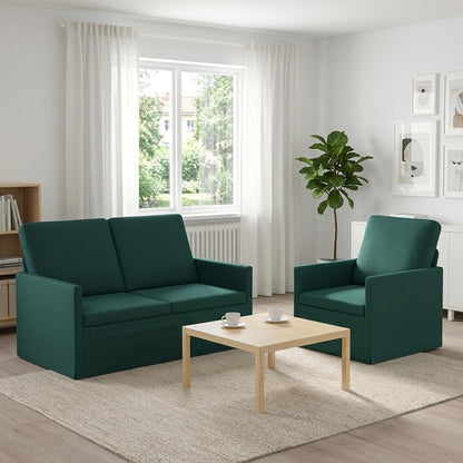 Sofa Set 2 pcs Fabric 1-Seater + 2-Seater (120 cm) Dark green