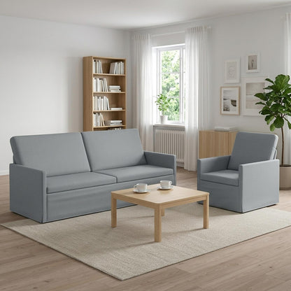 Sofa Set 2 pcs Fabric 1-Seater + 3-Seater (180 cm) Light grey