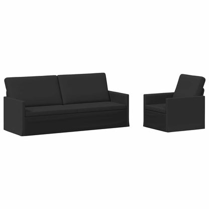 Sofa Set 2 pcs Fabric 1-Seater + 3-Seater (180 cm) Black