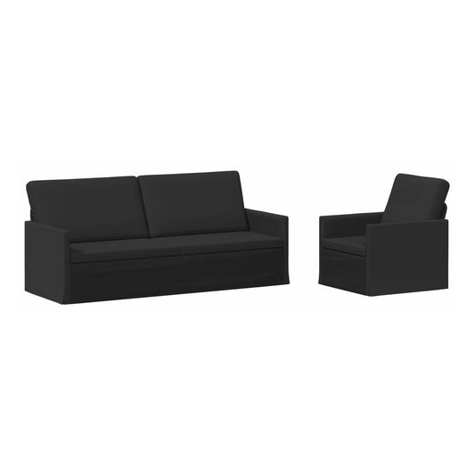 Sofa Set 2 pcs Fabric 1-Seater + 3-Seater (180 cm) Black