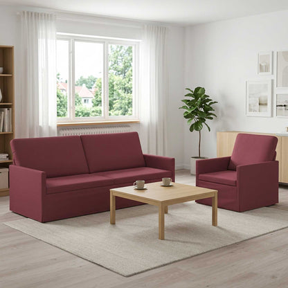 Sofa Set 2 pcs Fabric 1-Seater + 3-Seater (180 cm) Wine red