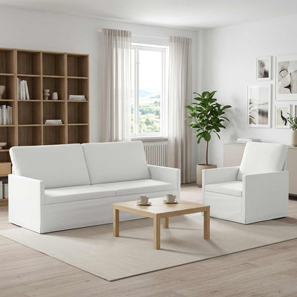 Sofa Set 2 pcs Fabric 1-Seater + 3-Seater (180 cm) White