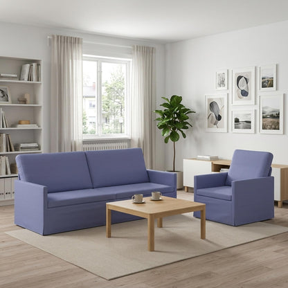 Sofa Set 2 pcs Fabric 1-Seater + 3-Seater (180 cm) Jeans blue