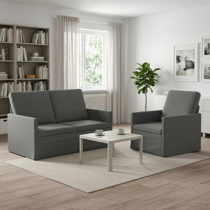 Sofa Set 2 pcs Velvet 1-Seater + 2-Seater (120 cm) Dark grey