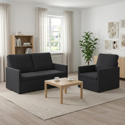Sofa Set 2 pcs Velvet 1-Seater + 2-Seater (120 cm) Black