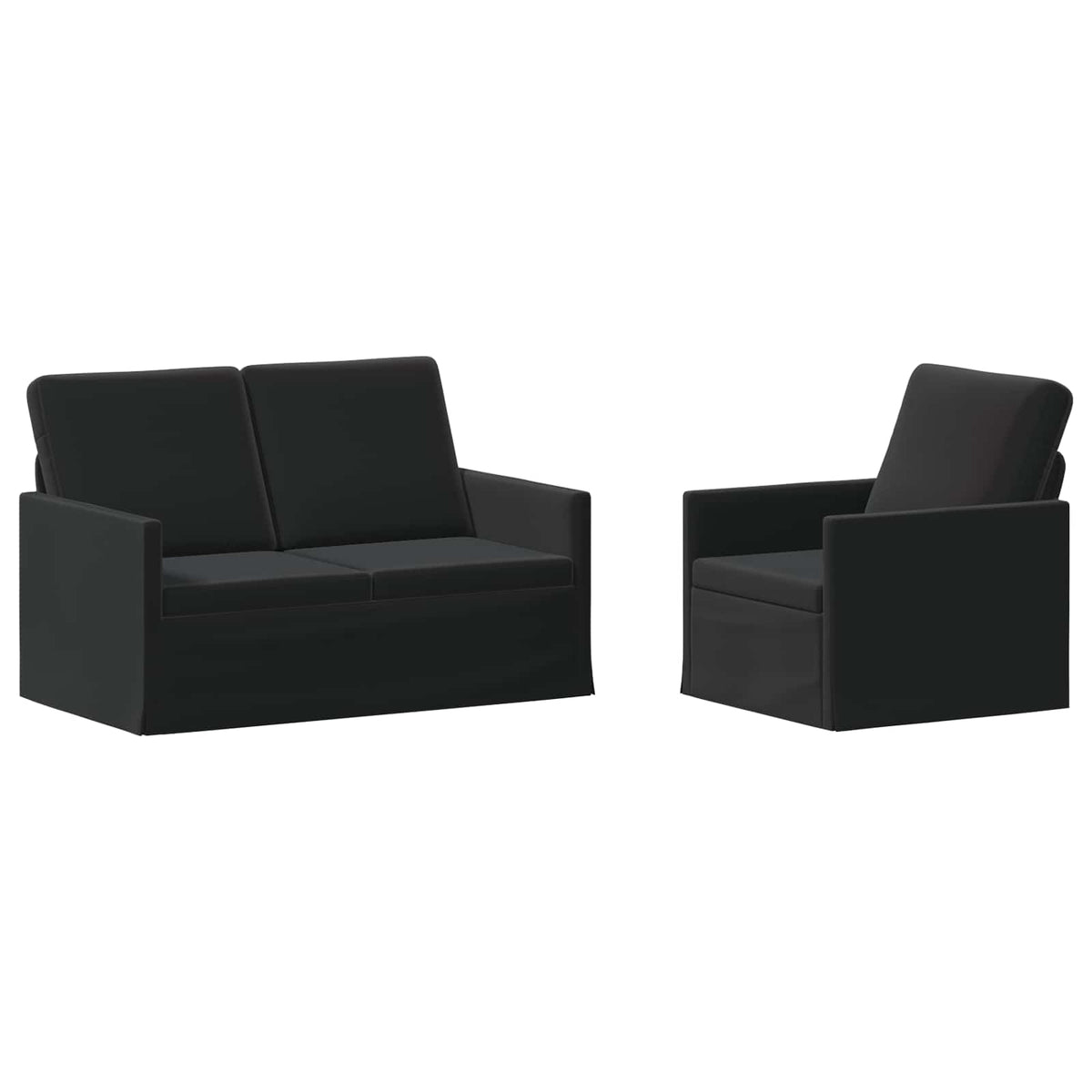 Sofa Set 2 pcs Velvet 1-Seater + 2-Seater (120 cm) Black