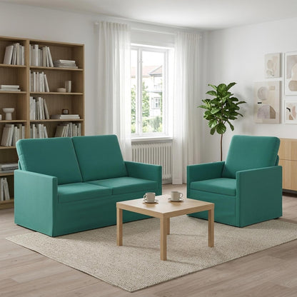 Sofa Set 2 pcs Velvet 1-Seater + 2-Seater (120 cm) Turquoise