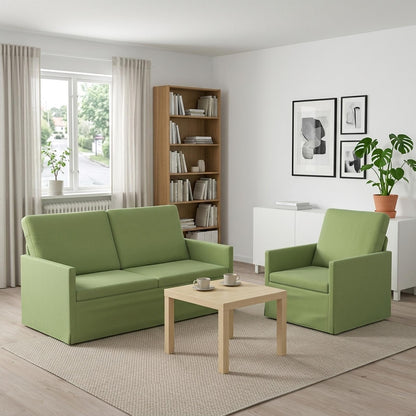 Sofa Set 2 pcs Velvet 1-Seater + 2-Seater (140 cm) Light green