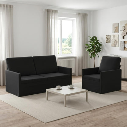 Sofa Set 2 pcs Velvet 1-Seater + 2-Seater (140 cm) Black