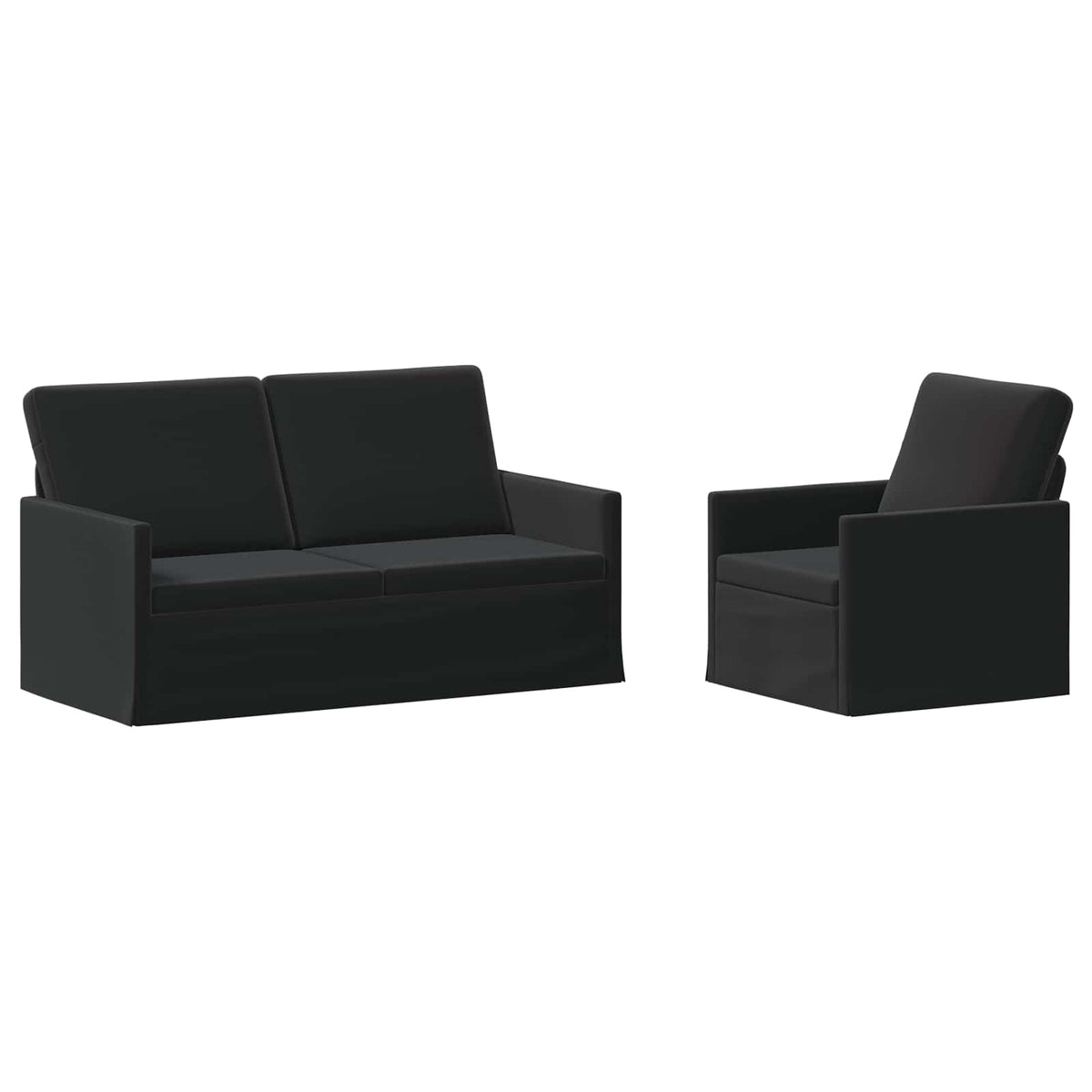 Sofa Set 2 pcs Velvet 1-Seater + 2-Seater (140 cm) Black