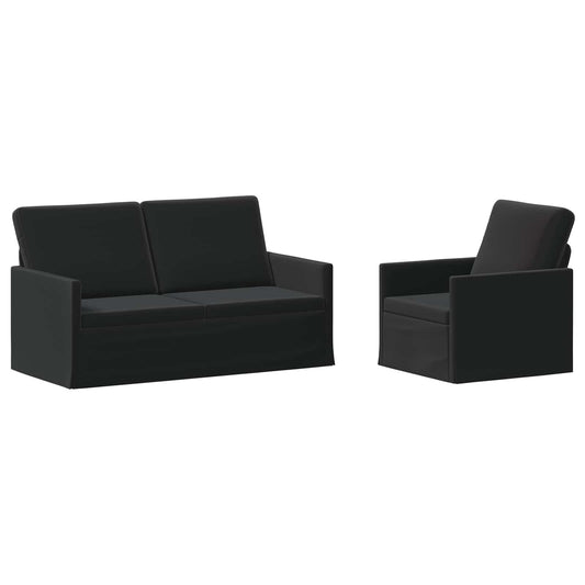 Sofa Set 2 pcs Velvet 1-Seater + 2-Seater (140 cm) Black