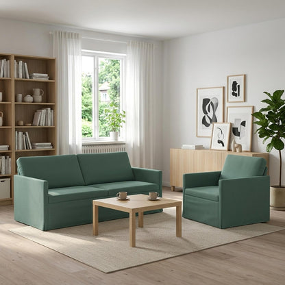 Sofa Set 2 pcs Velvet 1-Seater + 2-Seater (140 cm) Sea green