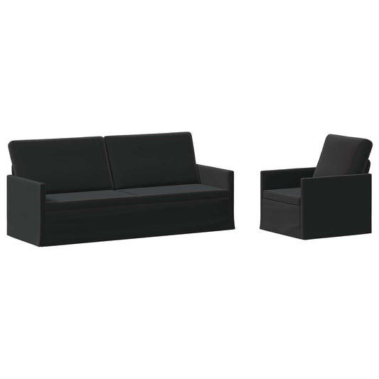 Sofa Set 2 pcs Velvet 1-Seater + 3-Seater (180 cm) Black