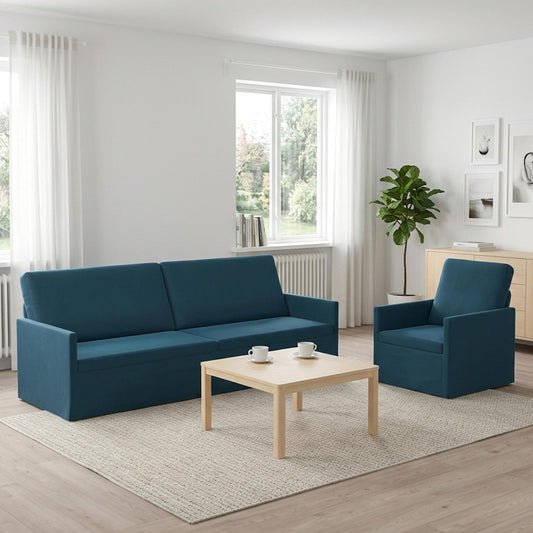 Sofa Set 2 pcs Velvet 1-Seater + 3-Seater (210 cm) Blue