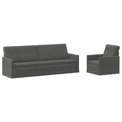 Sofa Set 2 pcs Corduroy Fabric 1-Seater + 3-Seater (210 cm) Dark grey