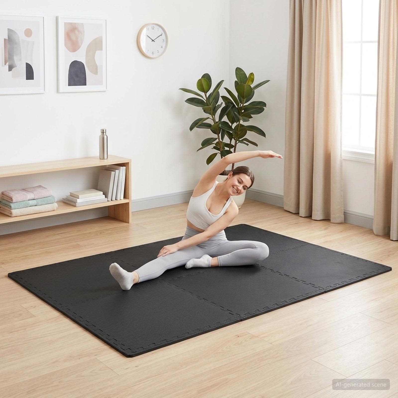 vidaXL Pool Ground Mat 12 pcs Black 4.32 ㎡ EVA Foam 1