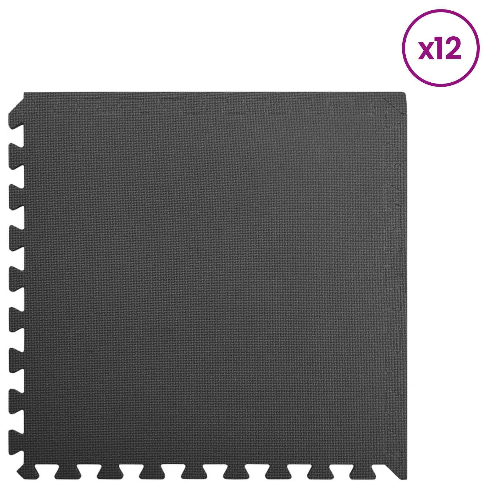 vidaXL Pool Ground Mat 12 pcs Black 4.32 ㎡ EVA Foam 3