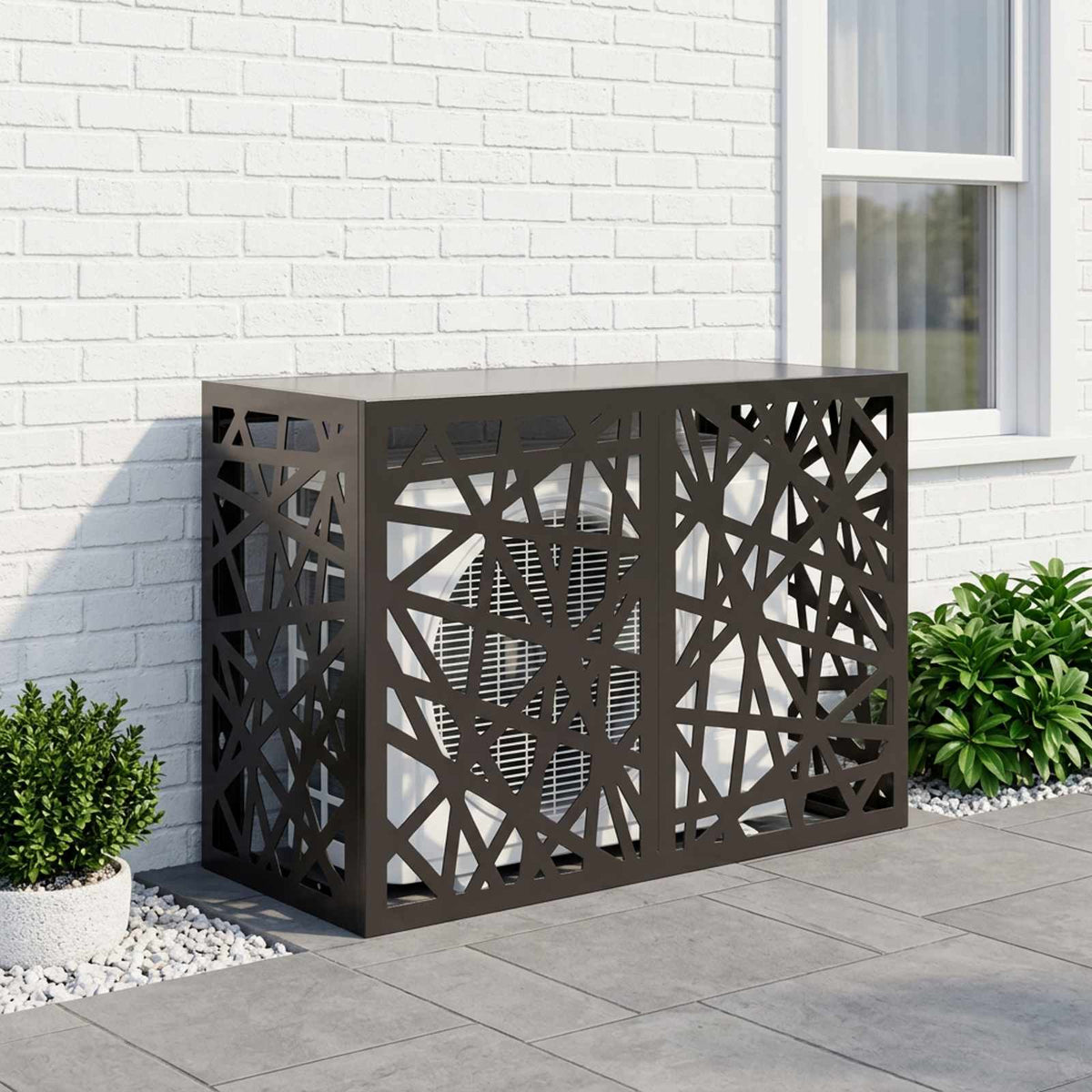 Air Conditioner Cover 90 x 40 x 60 cm Steel Geometric mesh Pattern Black
