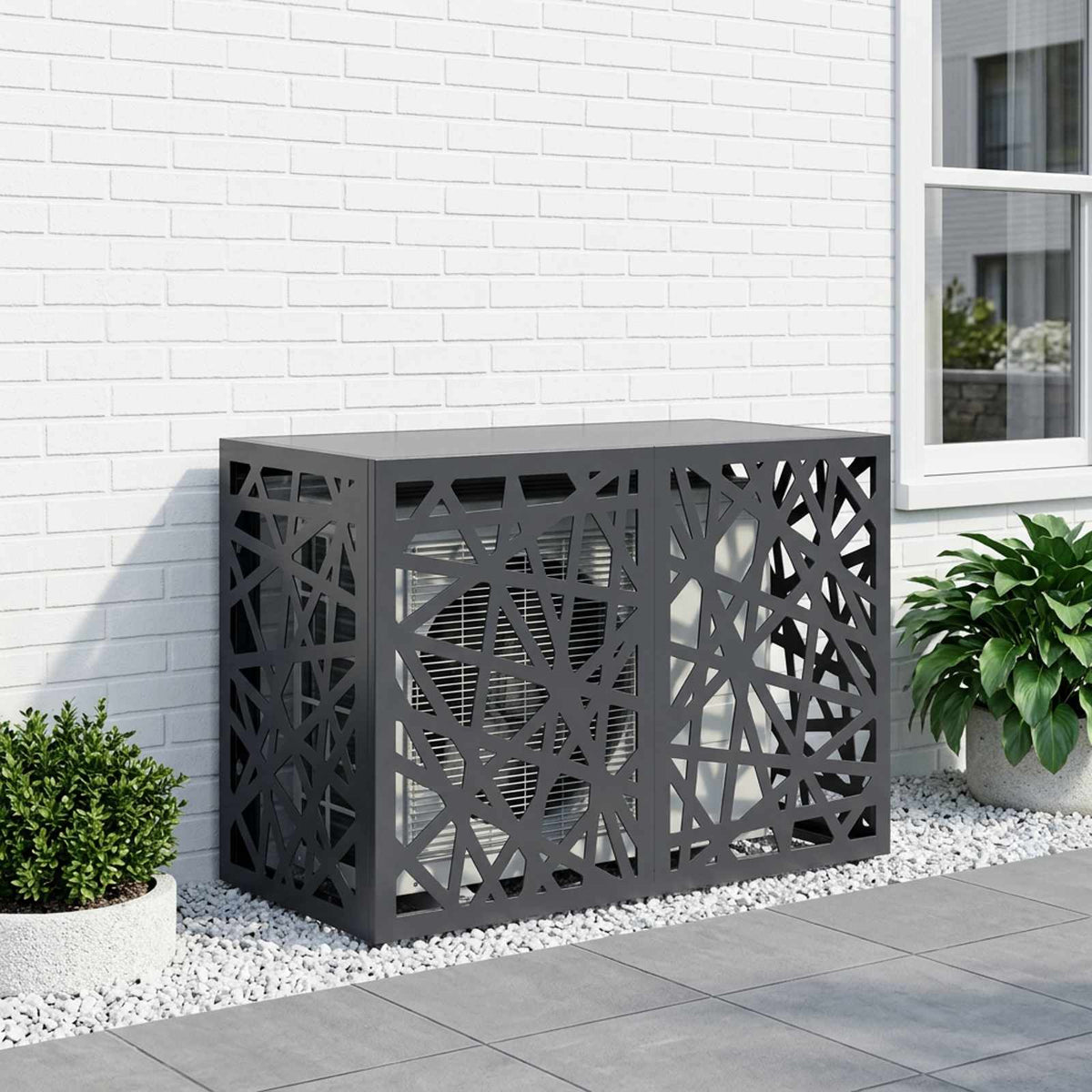 Air Conditioner Cover 90 x 40 x 60 cm Steel Geometric mesh Pattern Anthracite