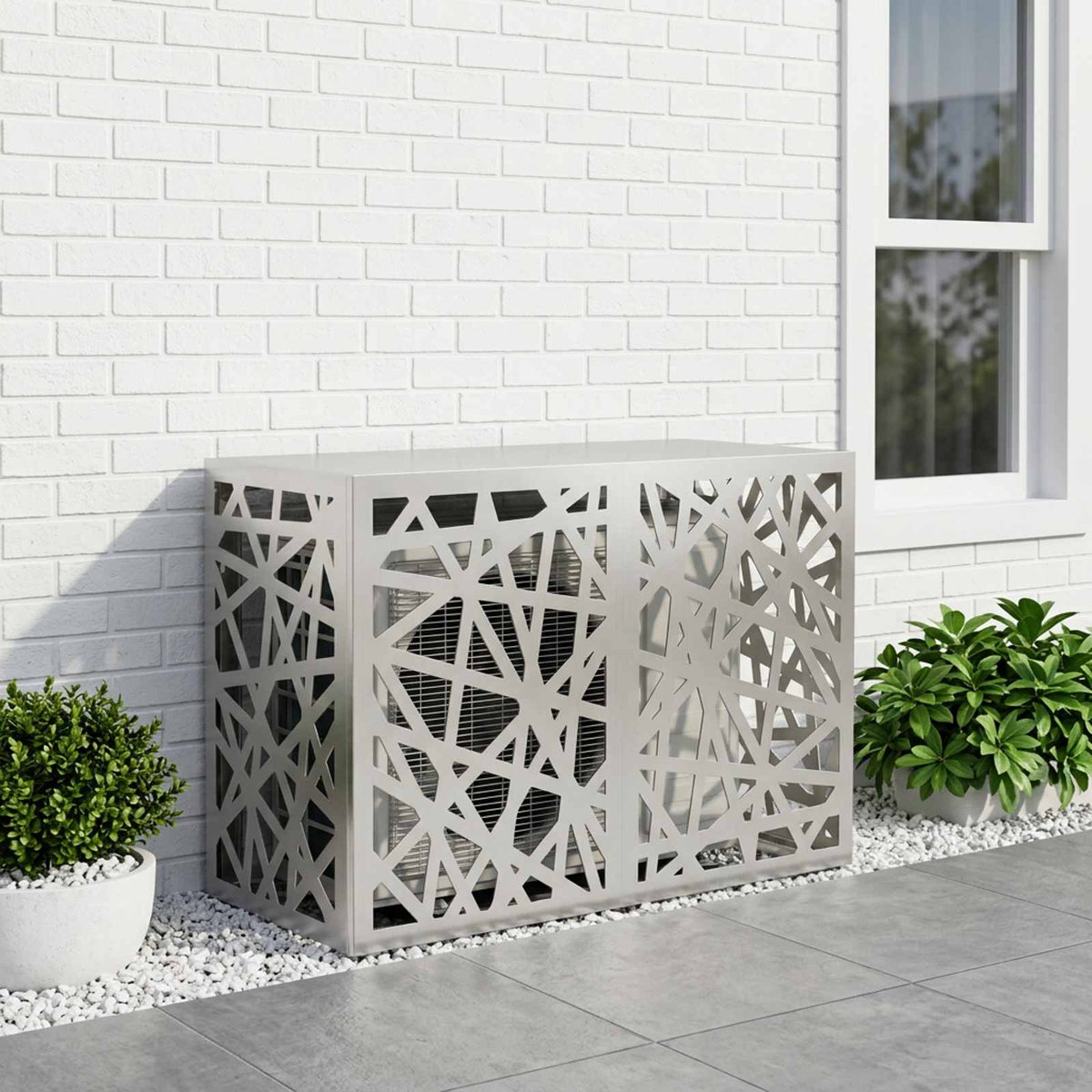 Air Conditioner Cover 90 x 40 x 60 cm Steel Geometric mesh Pattern Stainless steel