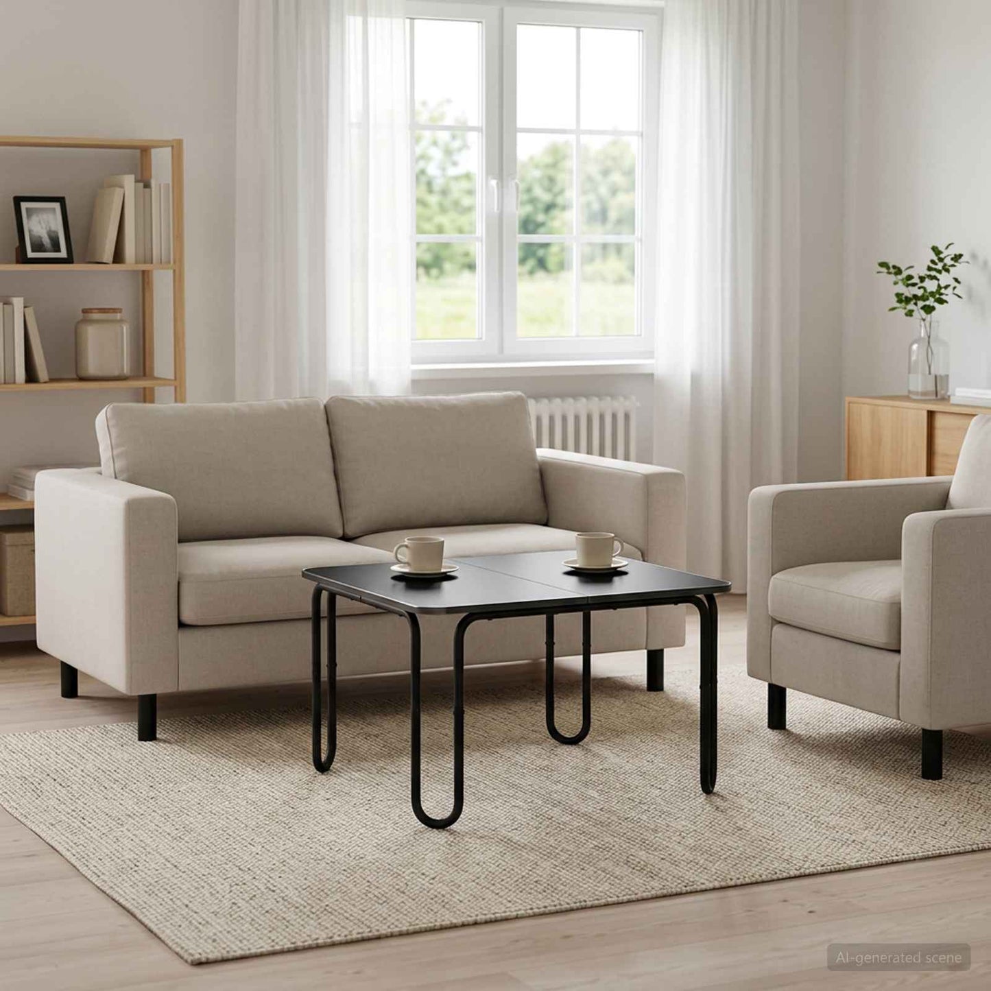 vidaXL Coffee Table Black 79.5 x 79.5 x 45 cm Engineered Wood 1