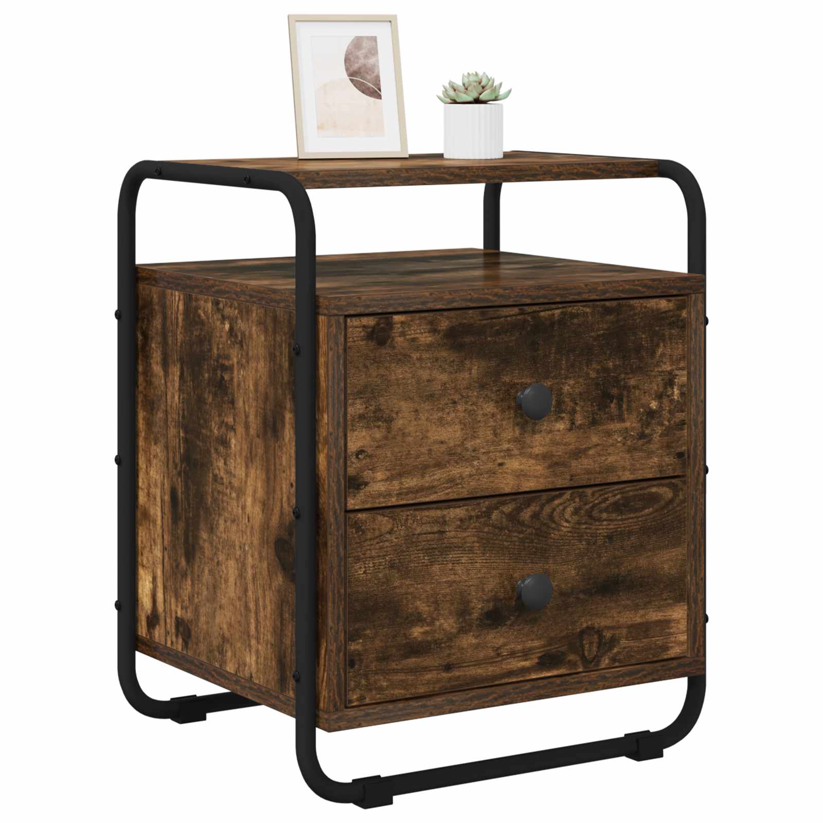 vidaXL Bedside Cabinet Smoked Oak 40 x 36.5 x 50 cm Engineered Wood 3