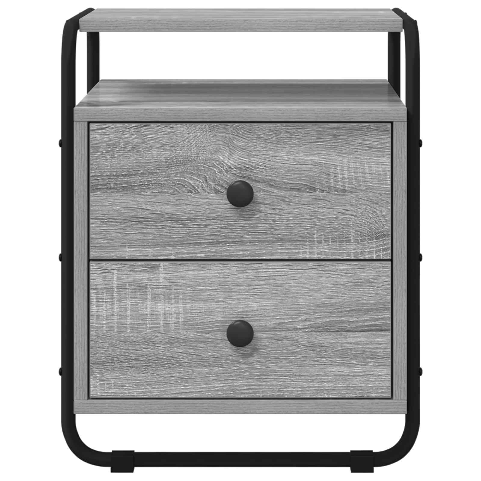 vidaXL Bedside Cabinet Grey Sonoma 40 x 36.5 x 50 cm Engineered Wood 4