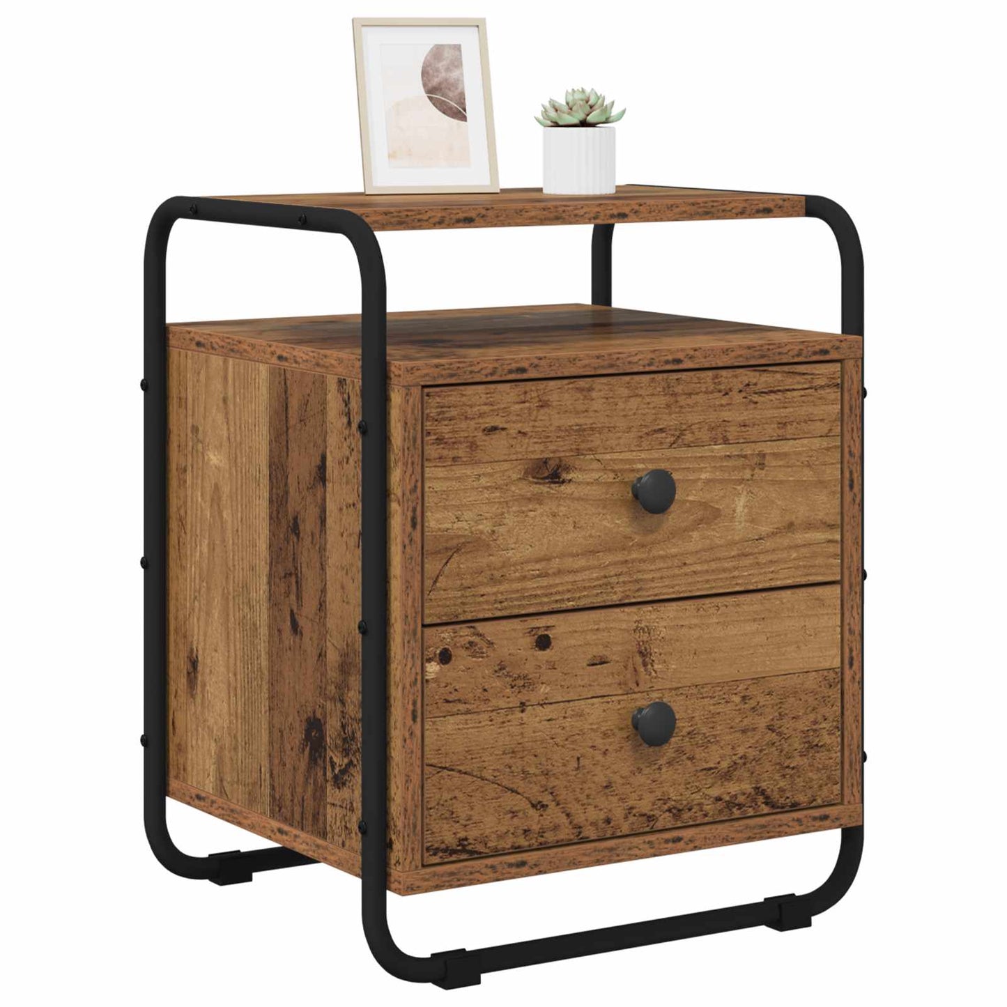 vidaXL Bedside Cabinet Old Wood 40 x 36.5 x 50 cm Engineered Wood 2