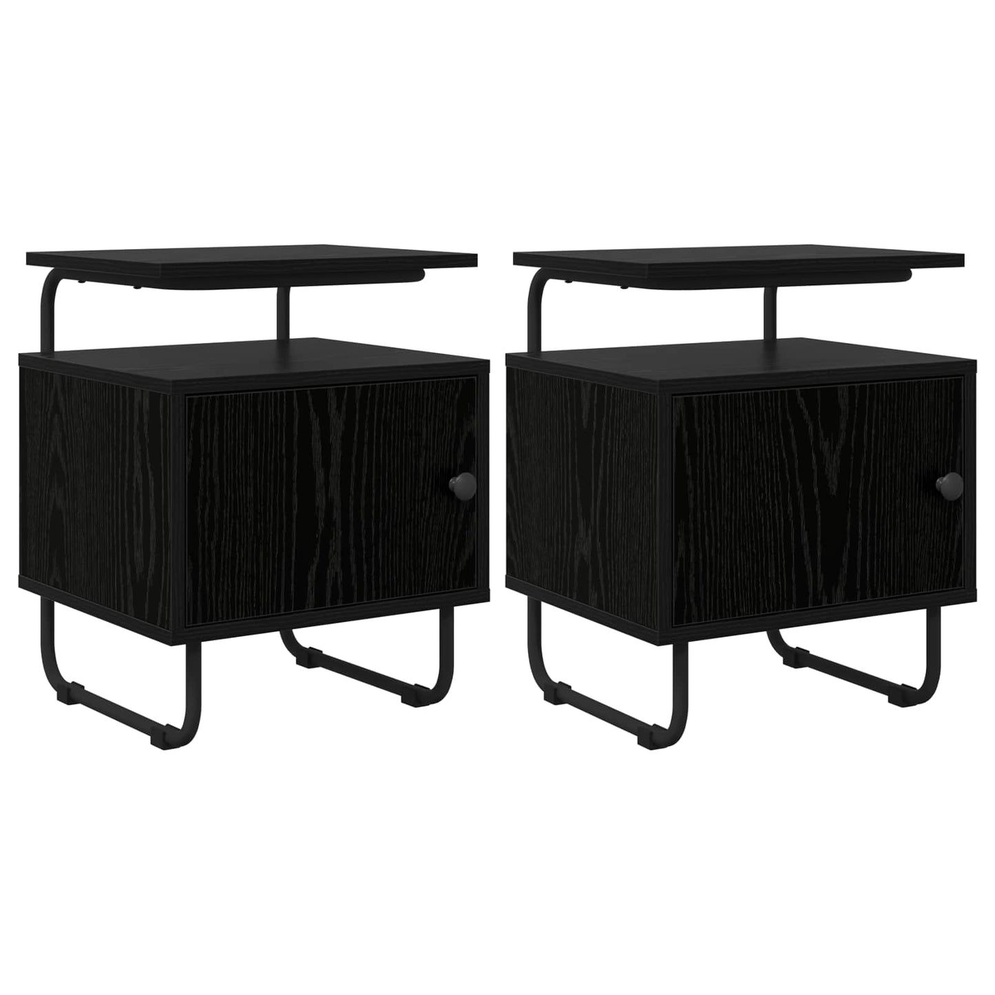 vidaXL Bedside Cabinet 2 pcs Black Oak 40 x 36.5 x 50 cm 1