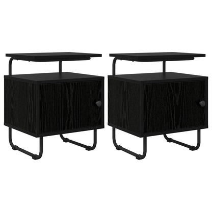 vidaXL Bedside Cabinet 2 pcs Black Oak 40 x 36.5 x 50 cm 1