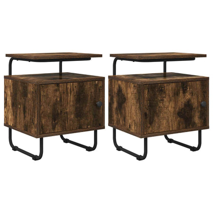 vidaXL Bedside Cabinet 2 pcs Smoked Oak 40 x 36.5 x 50 cm 1