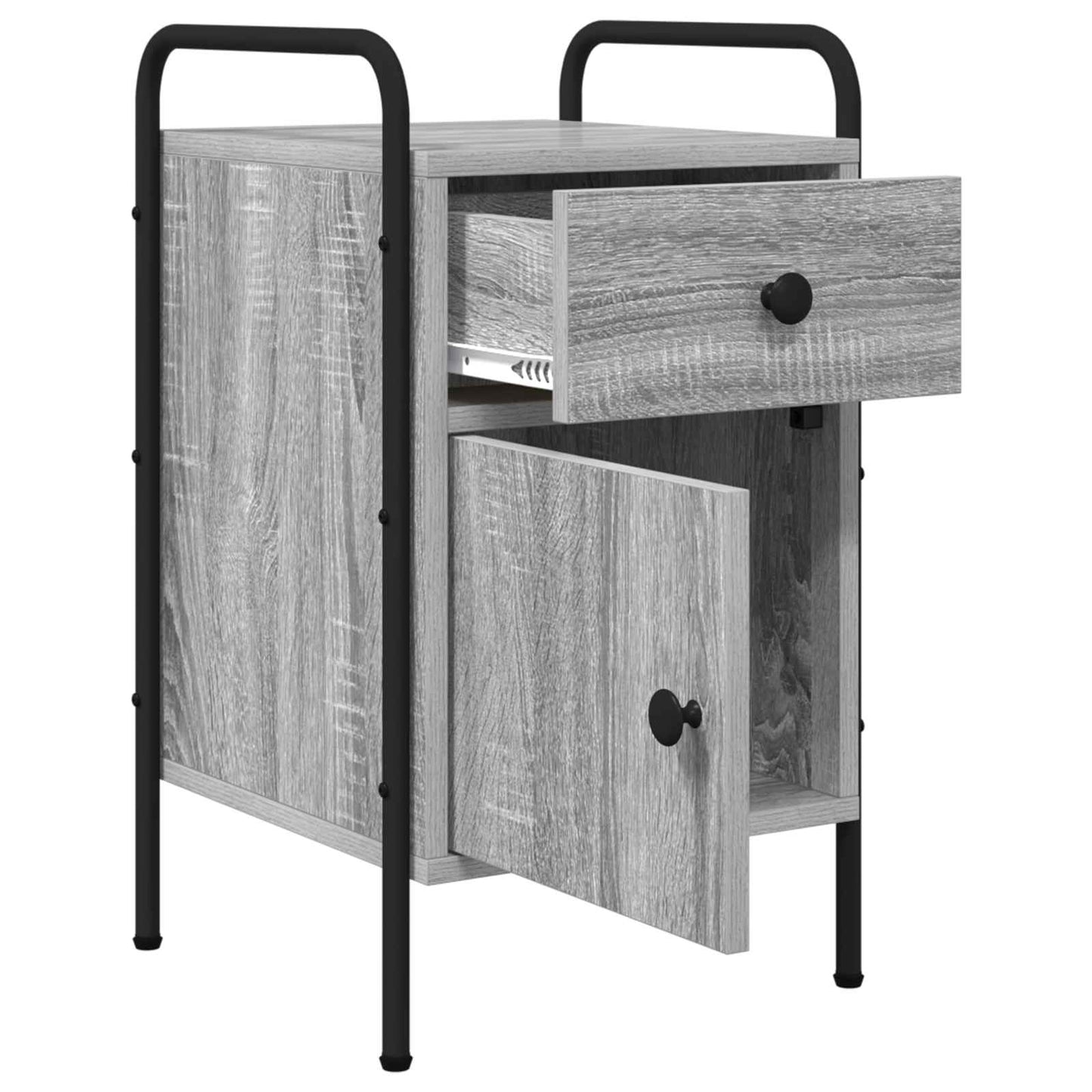 vidaXL Bedside Cabinet Grey Sonoma 35 x 36.5 x 61 cm Engineered Wood 3