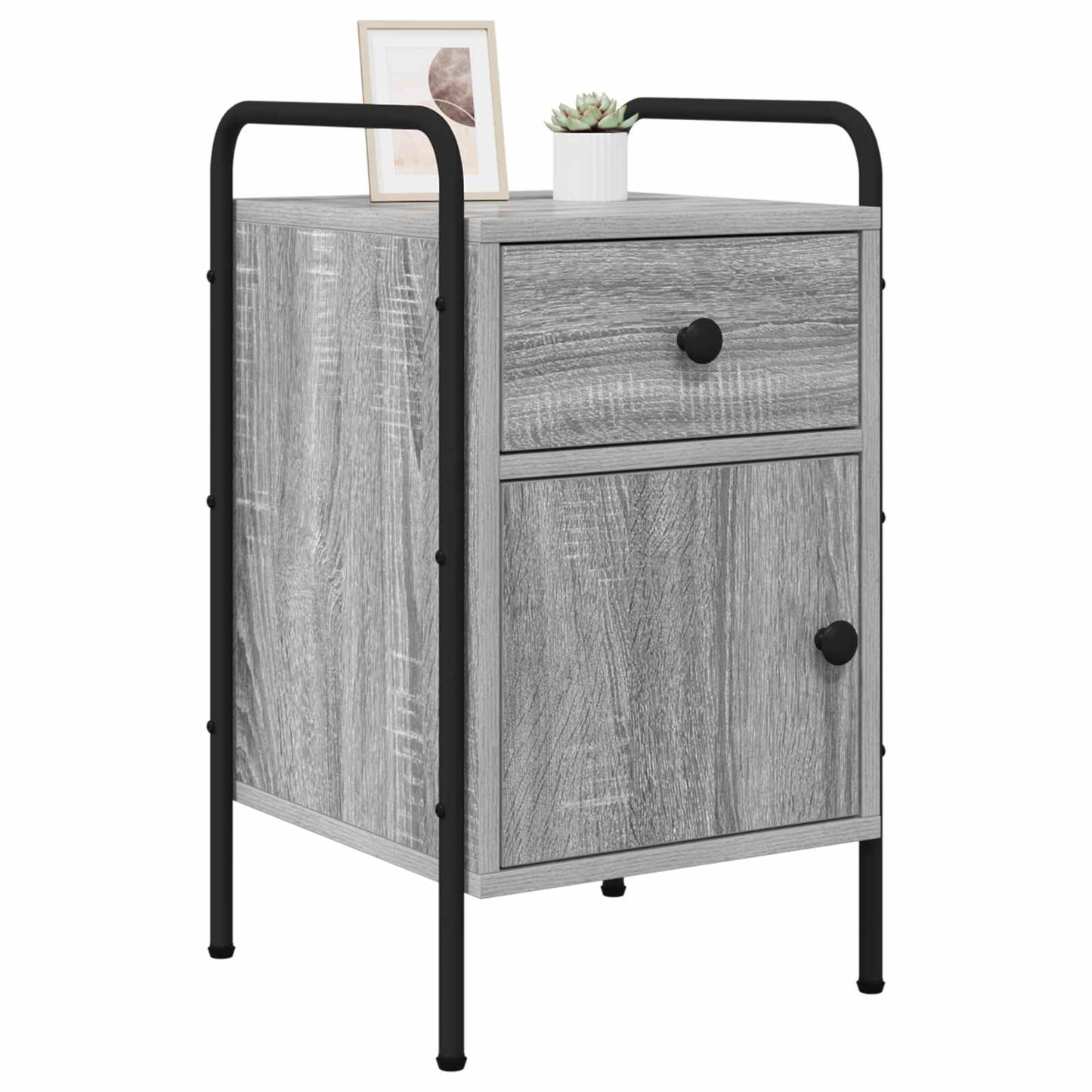 vidaXL Bedside Cabinet Grey Sonoma 35 x 36.5 x 61 cm Engineered Wood 2