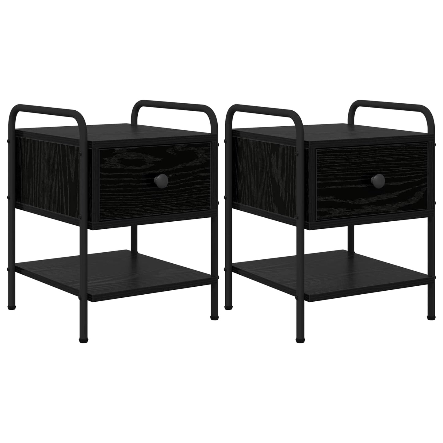 vidaXL Bedside Cabinet 2 pcs Black Oak 35 x 36.5 x 47 cm 2