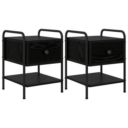 vidaXL Bedside Cabinet 2 pcs Black Oak 35 x 36.5 x 47 cm 2
