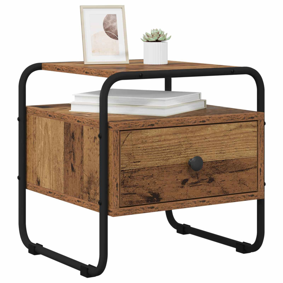 Bedside Cabinet 40 x 39.5 x 40 cm Old wood