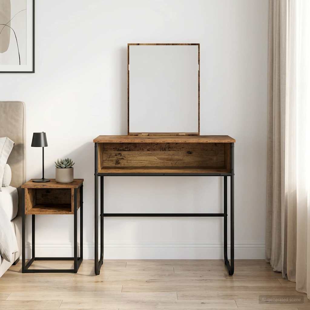 vidaXL Dressing Table Old Wood 81 x 40 x 131 cm Engineered Wood 1