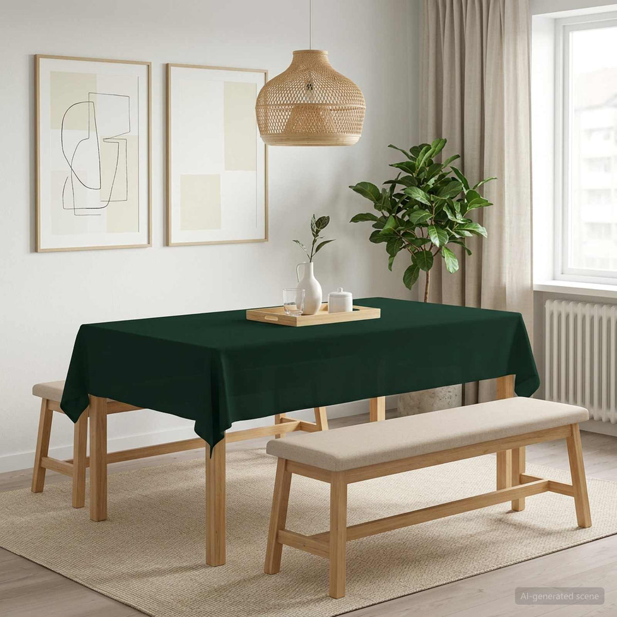 vidaXL Table Cloth 5 pcs Rectangular Dark Green 140 x 220 cm Polyester 1
