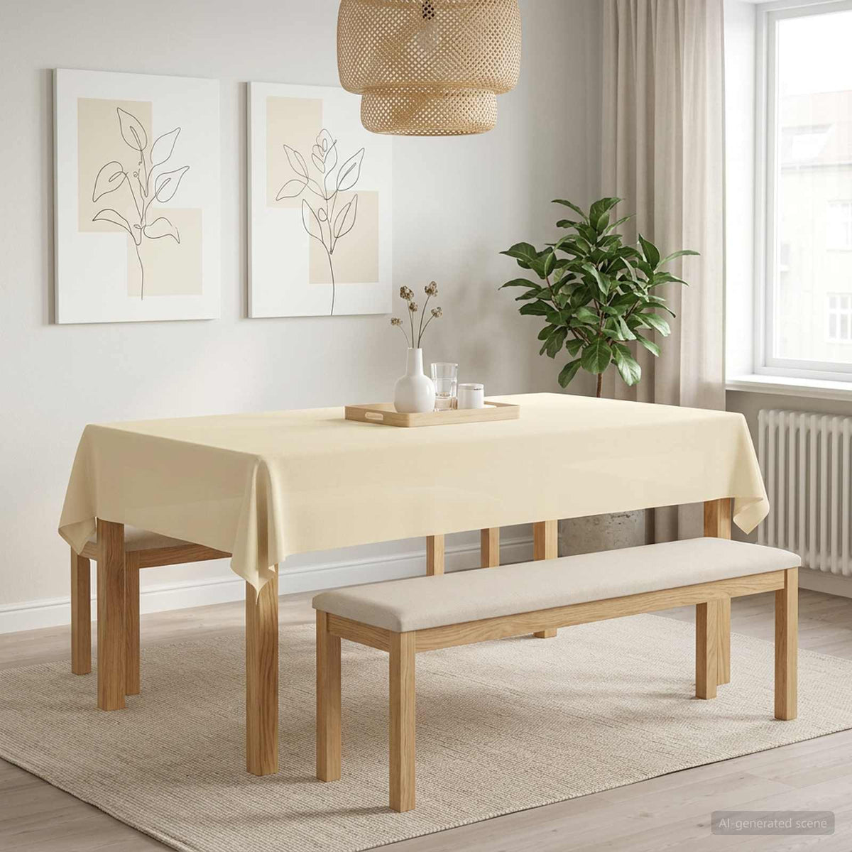 Table Cloth 5 pcs Cream White Polyester