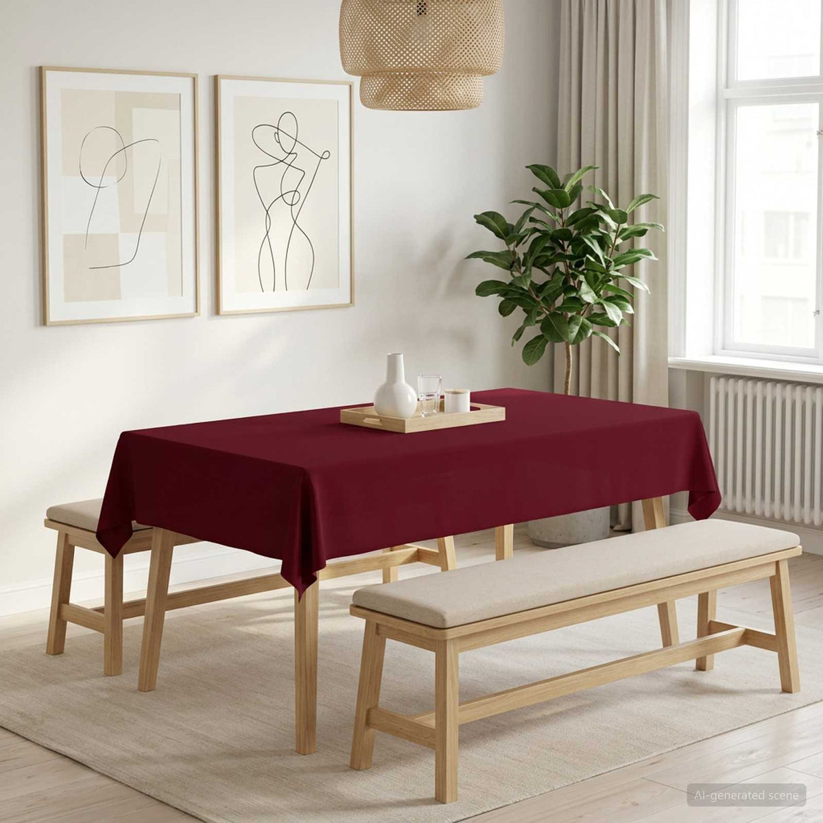 vidaXL Table Cloth 5 pcs Rectangular Wine Red 140 x 220 cm Polyester 1