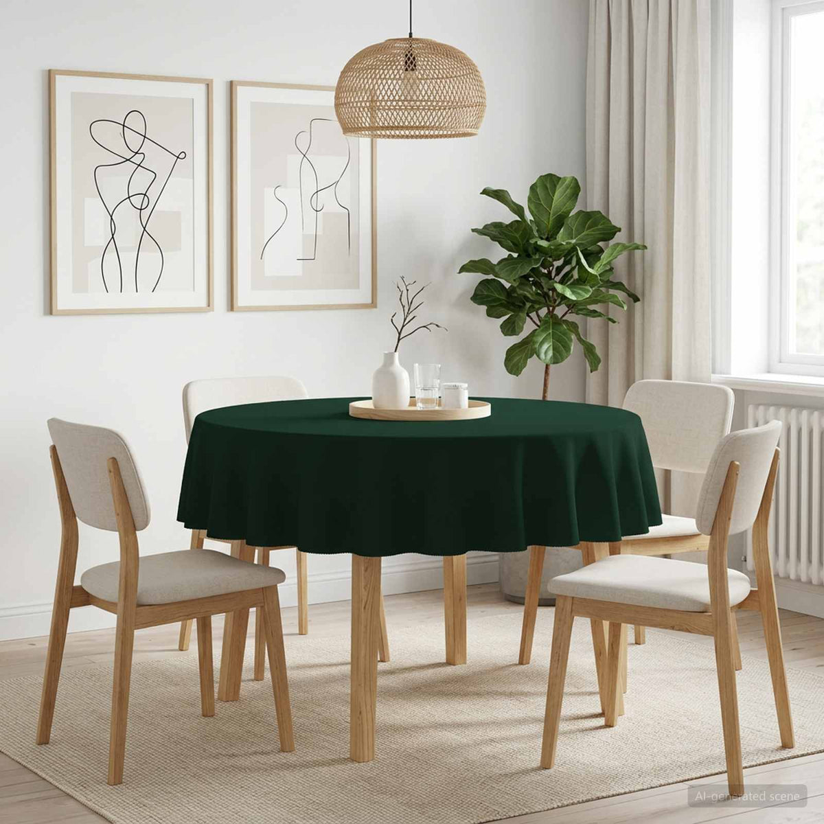 vidaXL Table Cloth 5 pcs Round Dark Green Ø 180 cm Polyester 1