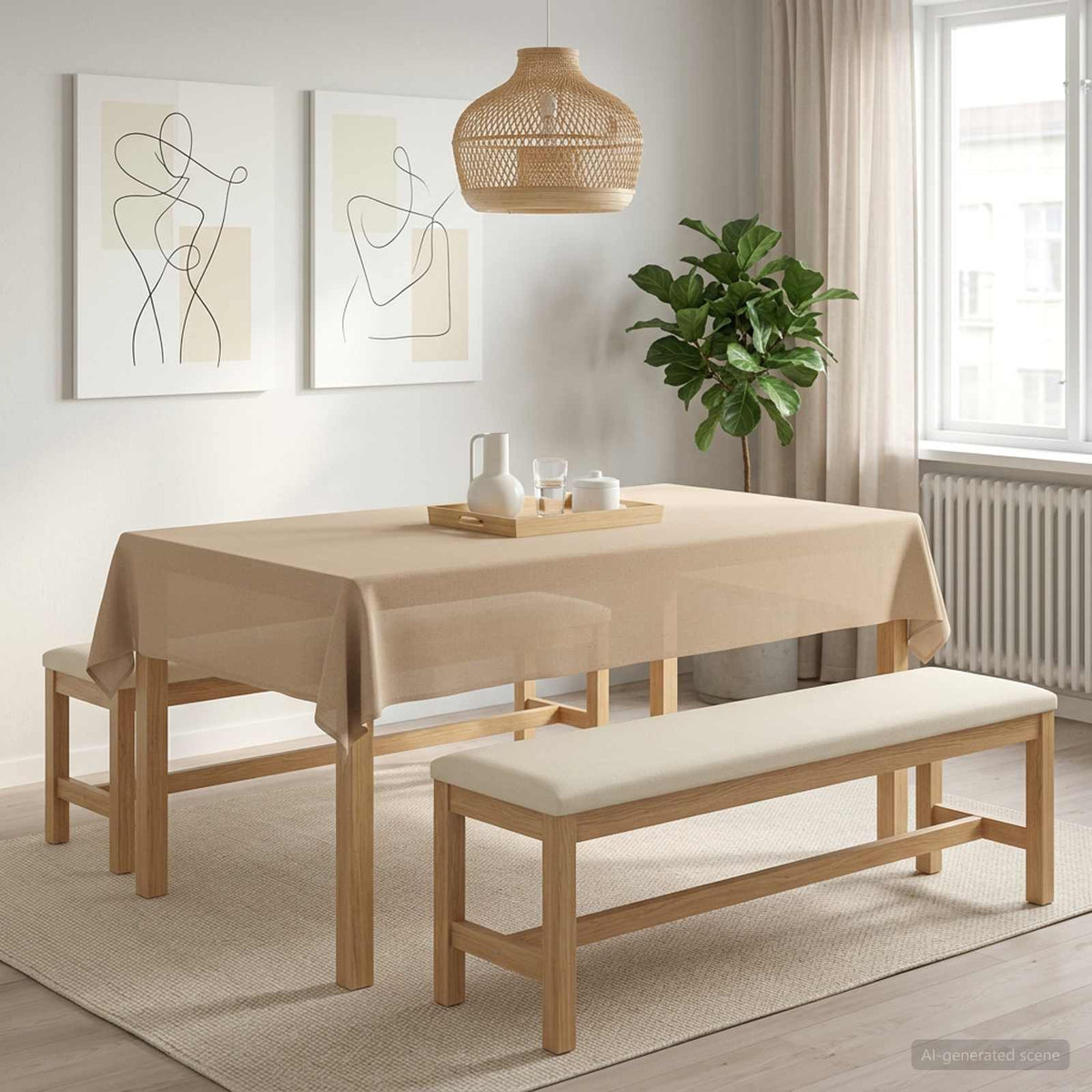 vidaXL Table Cloth 5 pcs Rectangular Beige 140 x 220 cm 1