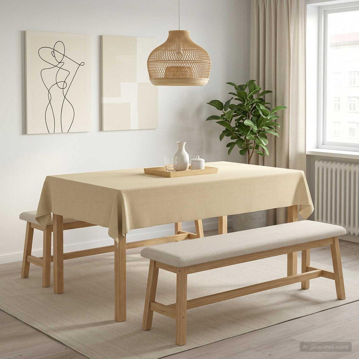 vidaXL Table Cloth 5 pcs Rectangular Cream White 140 x 220 cm 1