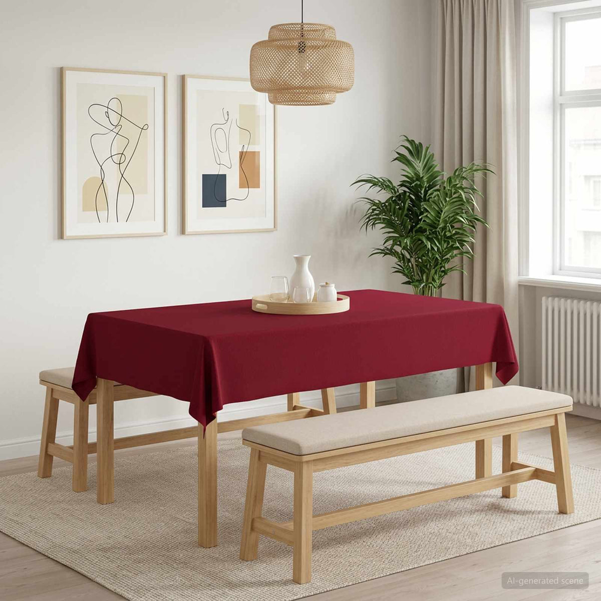 vidaXL Table Cloth 5 pcs Wine Red 140 x 260 cm Rectangular 1