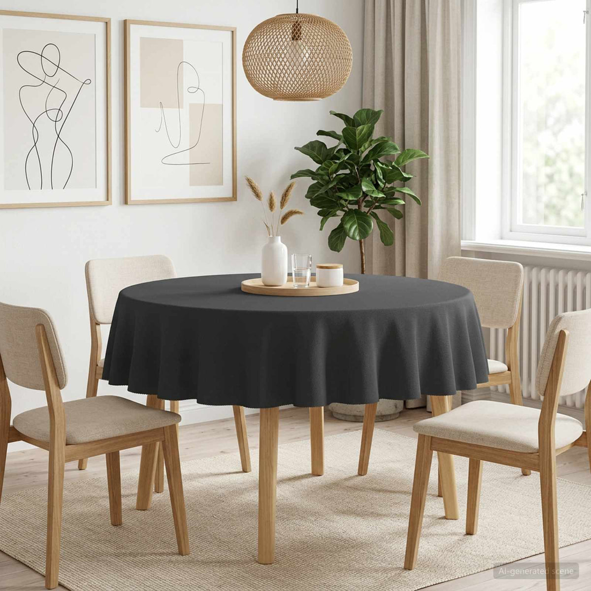 Table Cloth Rectangular 5 Dark grey Ø 180 cm