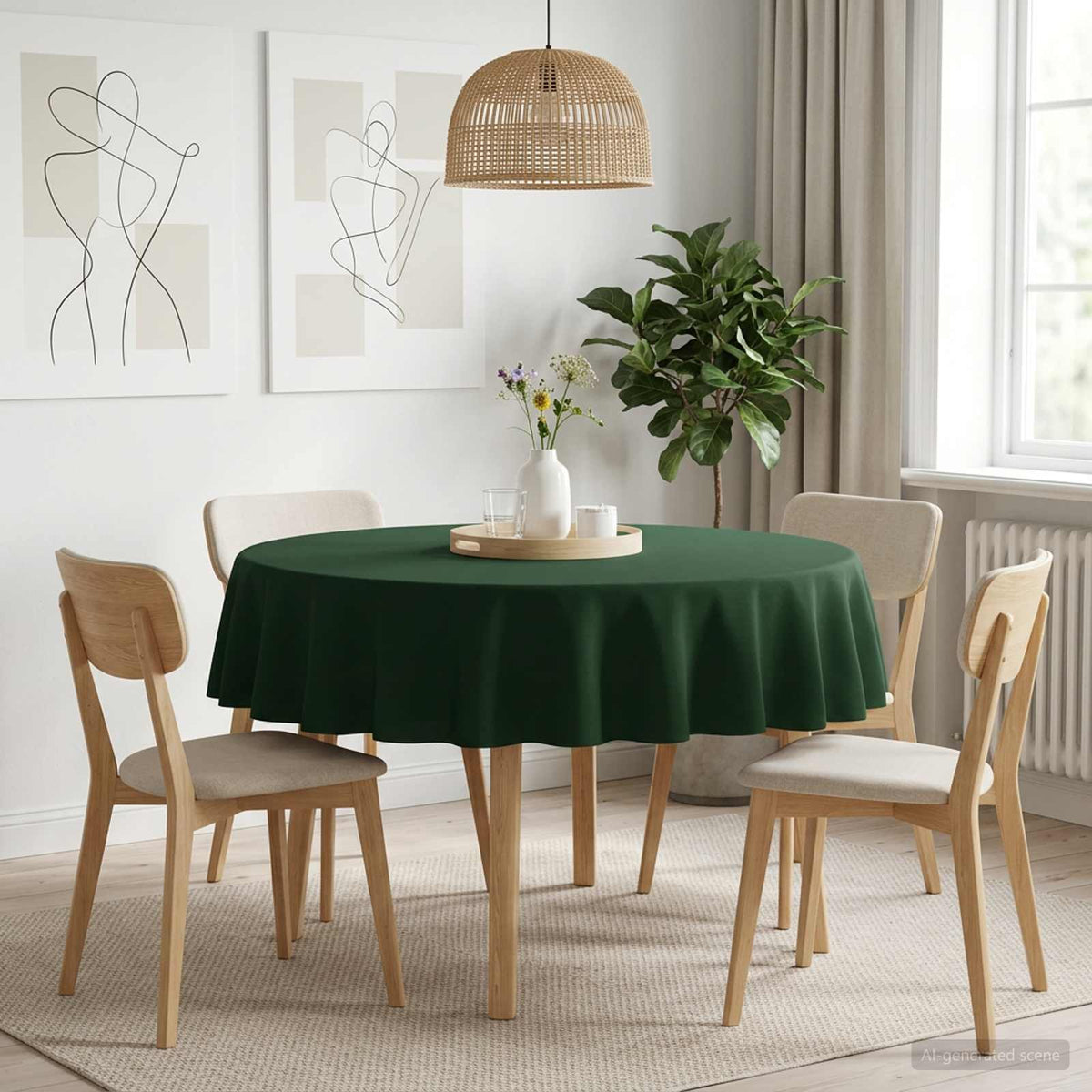 Table Cloth Rectangular 5 Dark green Ø 180 cm