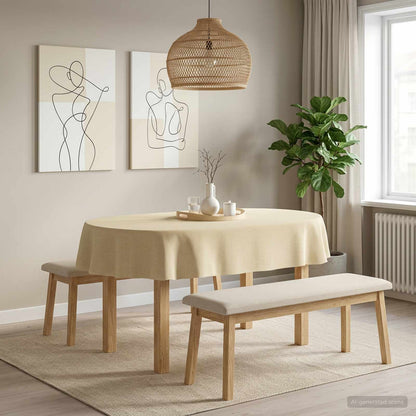 Table Cloth Oval Cream White