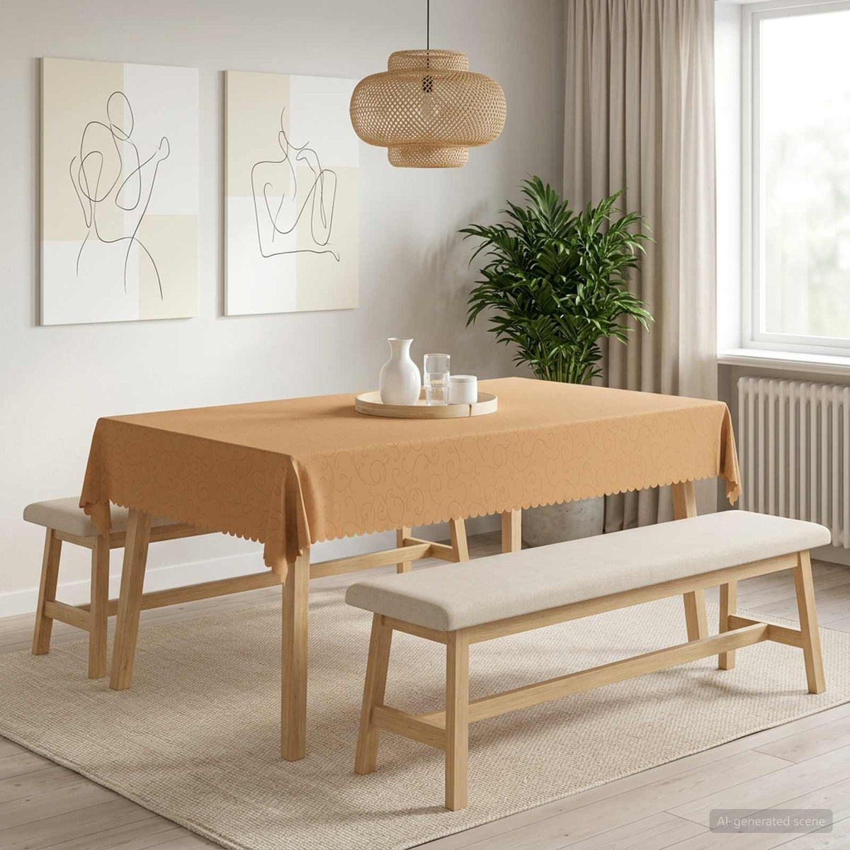vidaXL Table Cloth 5 pcs Rectangular Beige 140 x 260 cm 1