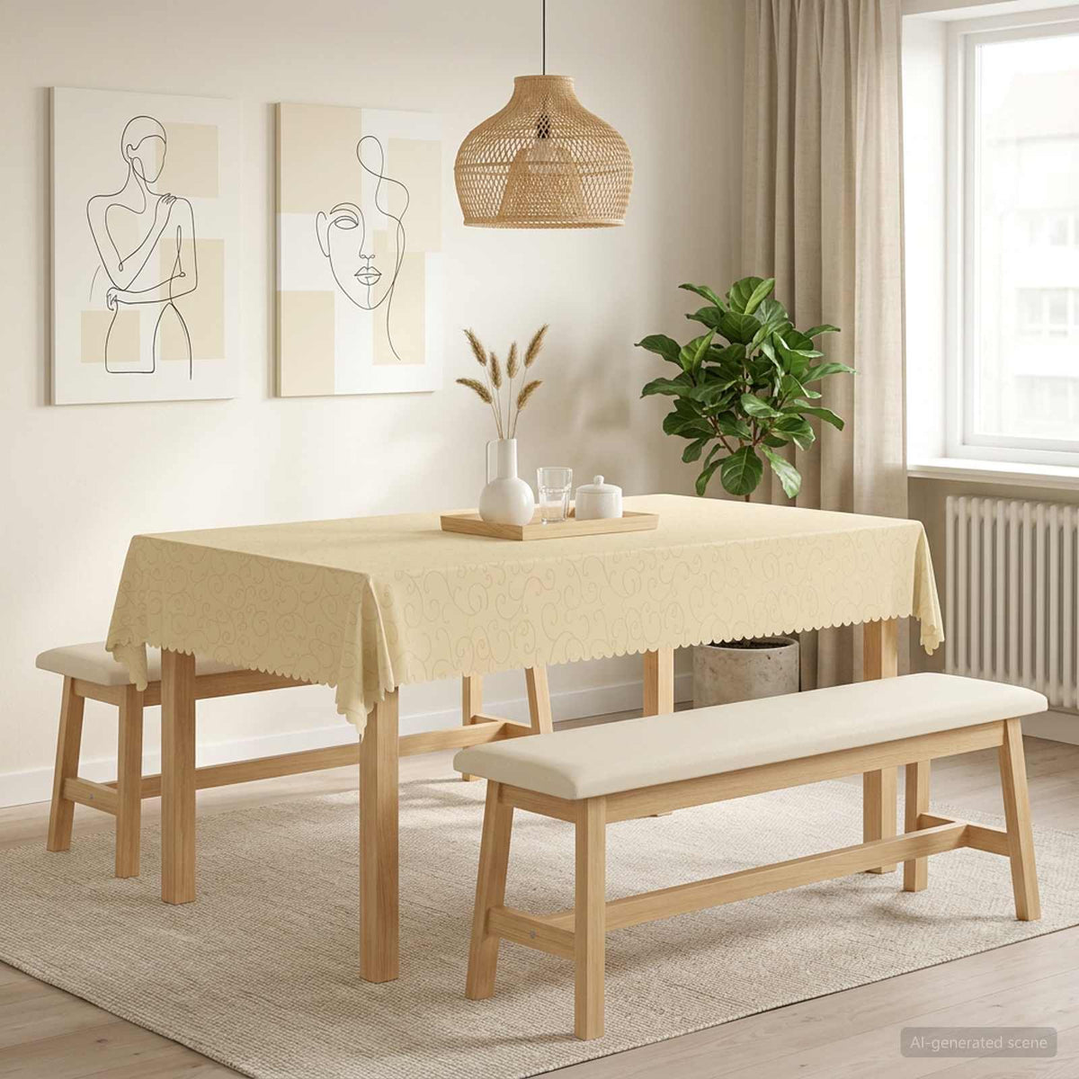vidaXL Table Cloth Rectangular 5 Cream white