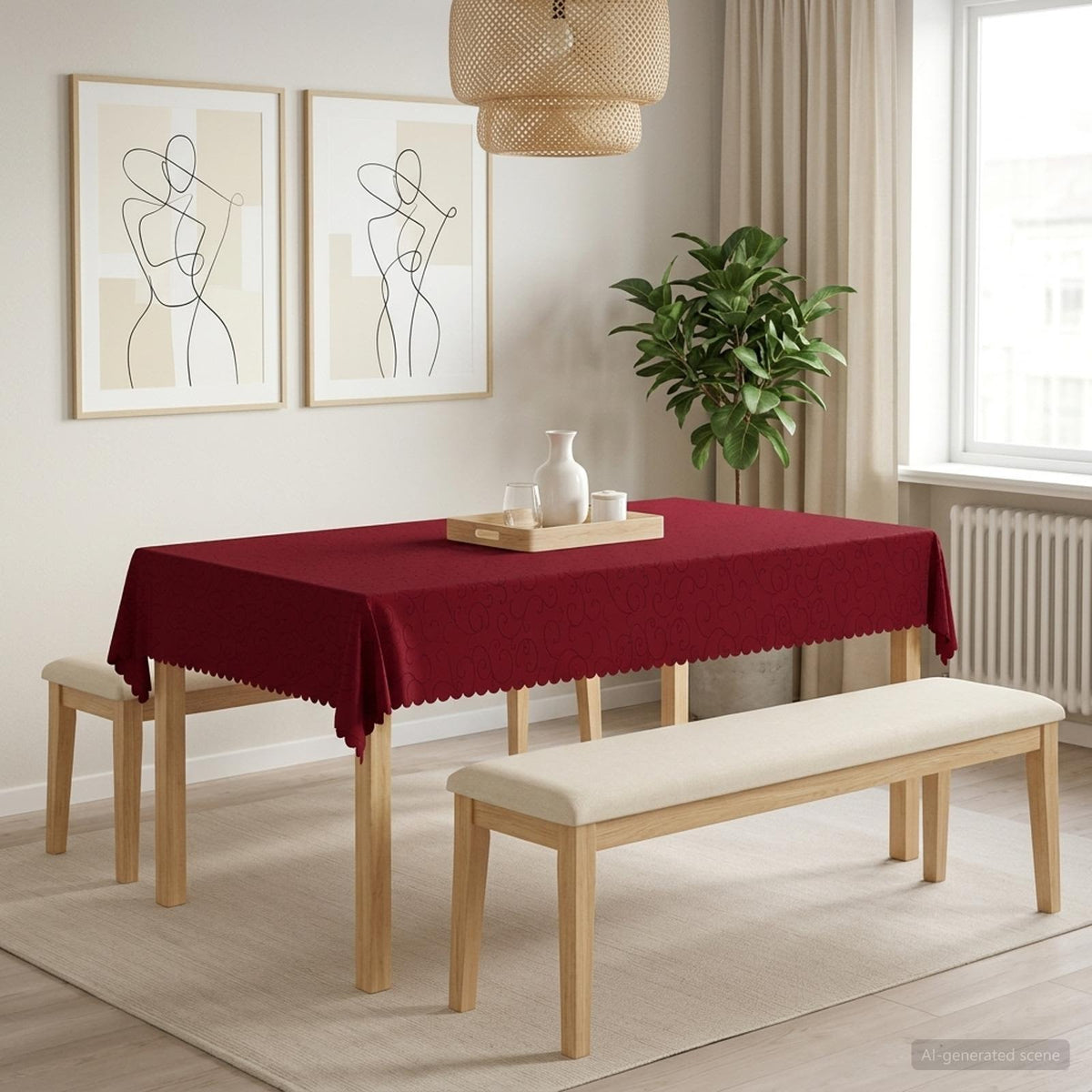 vidaXL Table Cloth 5 pcs Rectangular Wine Red 140 x 260 cm 1